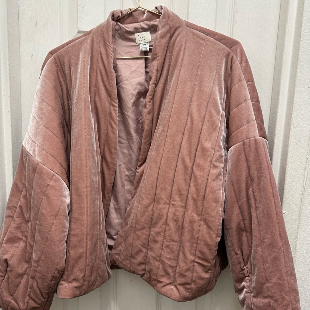 Midweight open front jacket - dusty pink velvet